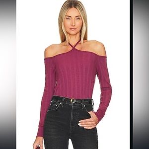 Mozza Halter Long Sleeve Top in Beet